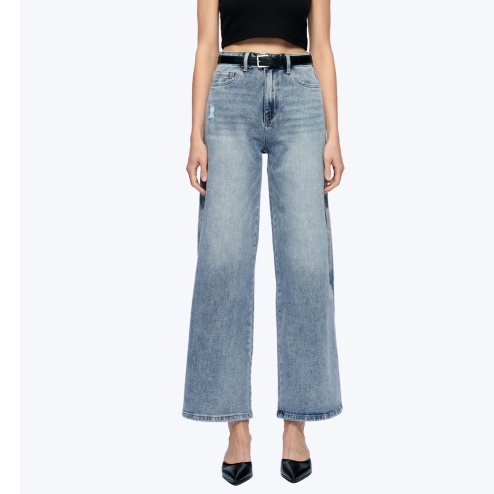 Bayeas Luna High Rise Wide Leg Denim Jeans With Slit NWT